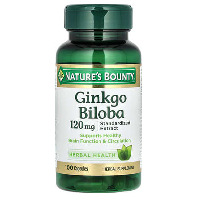 Nature's Bounty Ginkgo Biloba, 120 mg, 100 капсул