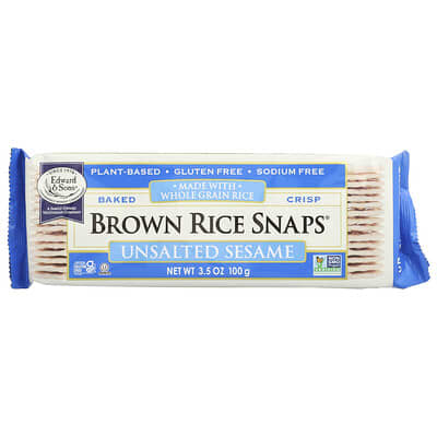 Brown Rice Snaps®, Unsalted Sesame, 3.5 oz (100 g)