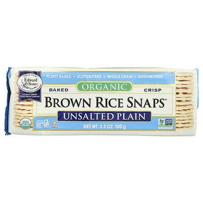 Organic Baked Crisp Brown Rice Snaps®, Unsalted Plain, 3.5 oz (100 g)