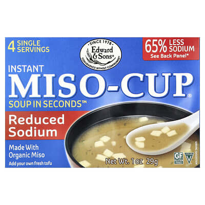 Мгновенный суп Miso-Cup®, с пониженным содержанием натрия, 4 пакетика, 1 oz (29 g)