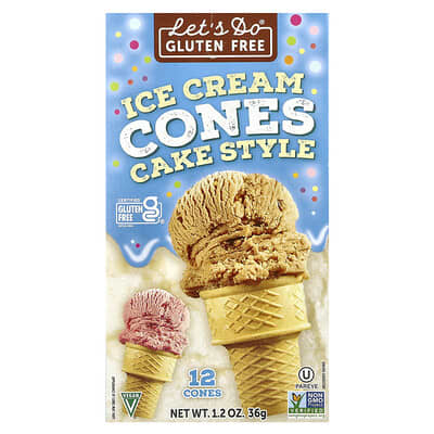 Let's Do® Gluten Free, Ice Cream Cones, Cake Style, 12 Cones, 1.2 oz (36 g)