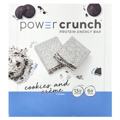 Power Crunch® протеиновый энергетический батончик Cookies and Crème, 12 шт. по 1.4 oz (40 g)