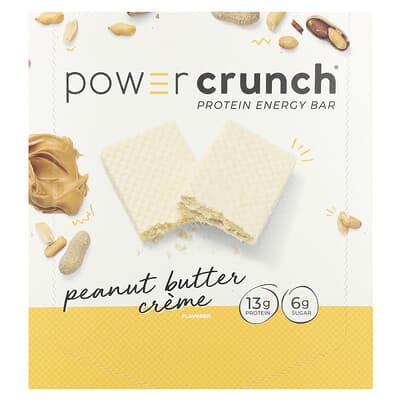 протеиновый батончик Power Crunch®, Peanut Butter Creme, 12 штук, 1.4 oz (40 g) каждый