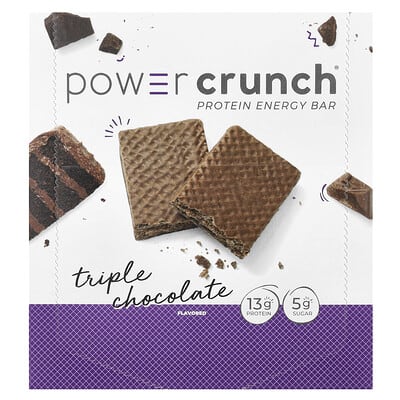Power Crunch®, Протеиновый энергетический батончик, Triple Chocolate, 12 батончиков по 1.4 oz (40 g)