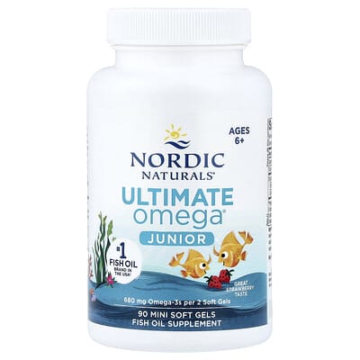 Ultimate Omega® Junior, Ages 6+, Strawberry, 90 Mini Soft Gels (340 mg per Soft Gel)