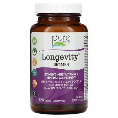 Pure Essence Longevity Women, мультивитаминный и минеральный комплекс для женщин, 120 таблеток