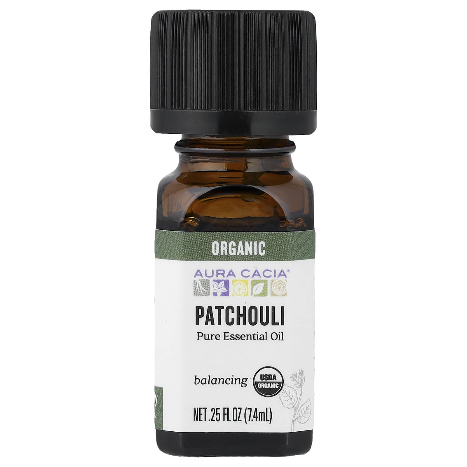 Pure Essential Oil, Organic Patchouli, 0.25 fl oz (7.4 ml)