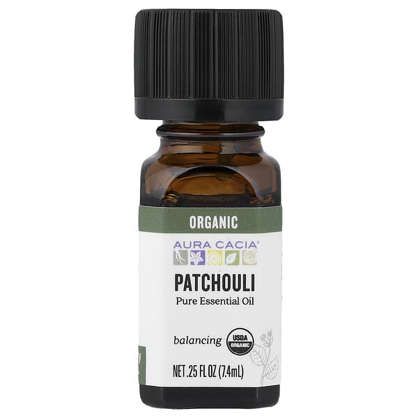 Натуральное эфирное масло, органический пачули, 0.25 fl oz (7.4 ml)