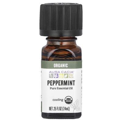 Органическое чистое эфирное масло мяты перечной, 0.25 fl oz (7.4 ml)