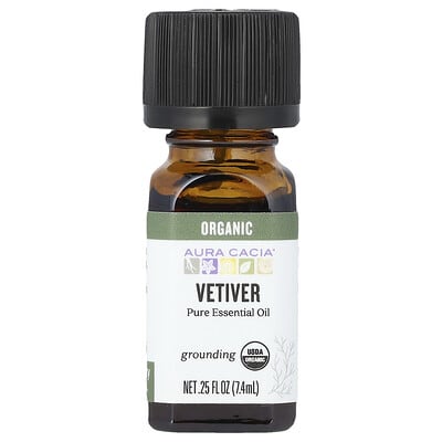 Органическое чистое эфирное масло, ветивер, 0.25 fl oz (7.4 ml)