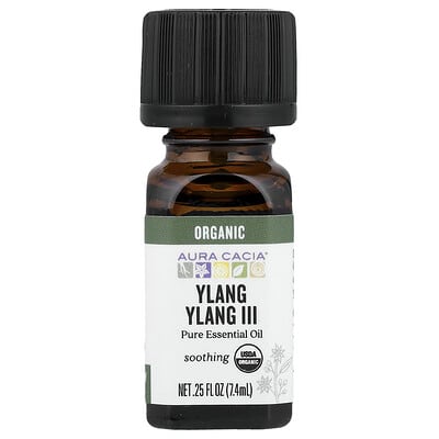 Эфирное масло, органическое иланганг-иланг III, 0.25 fl oz (7.4 ml)