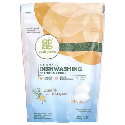 Automatic Dishwashing Detergent Pods, Tangerine with Lemongrass, 24 Loads, 15.2 oz (432 g)