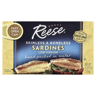 Skinless & Boneless Sardines, Low Sodium, 4.375 oz (124 g)