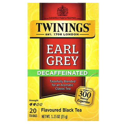 Ароматизированный черный чай Earl Grey без кофеина, 20 чайных пакетиков, 1.23 oz (35 g)