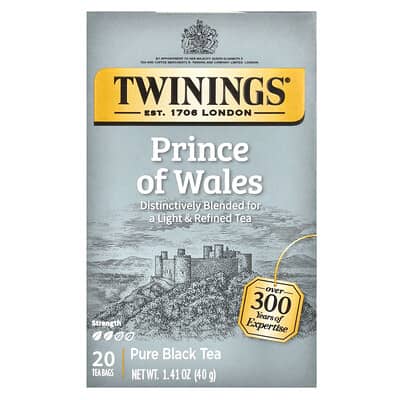 Чистый черный чай, Prince Of Wales, 20 чайных пакетиков, 1.41 oz (40 g)