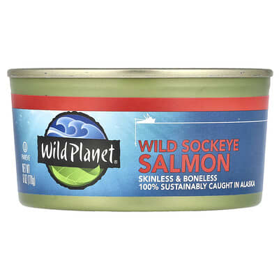 Дикий лосось Sockeye, без кожи и костей, 6 oz (170 g)