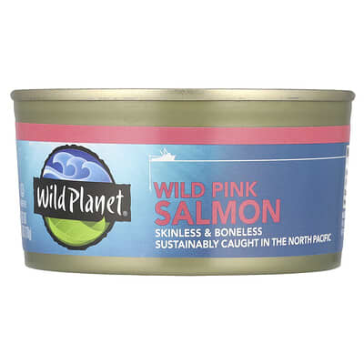 Wild Planet Дикий розовый лосось, без кожи и костей, 6 oz (170 g)