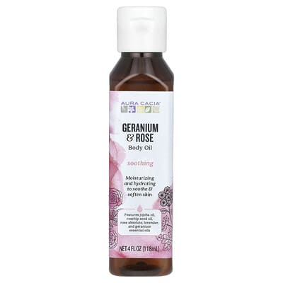 Масло для тела, герань и роза, 4 fl oz (118 ml)
