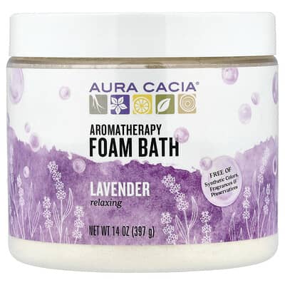 Aura Cacia, пена для ванны, расслабляющая лаванда, 14 oz (397 g)