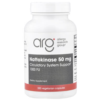 Allergy Research Group Nattokinase, 50 мг, 300 вегетарианских капсул