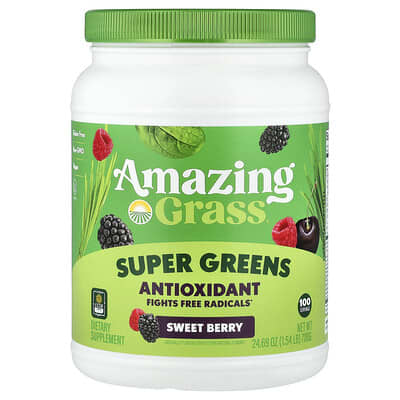 Super Greens, антиоксидант, Sweet Berry, 1.54 lb (700 g)