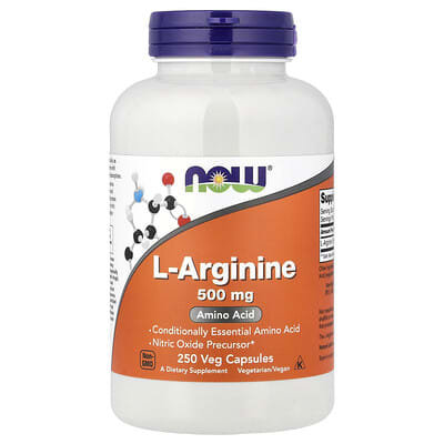 L-Arginine, 500 mg, 250 вегетарианских капсул