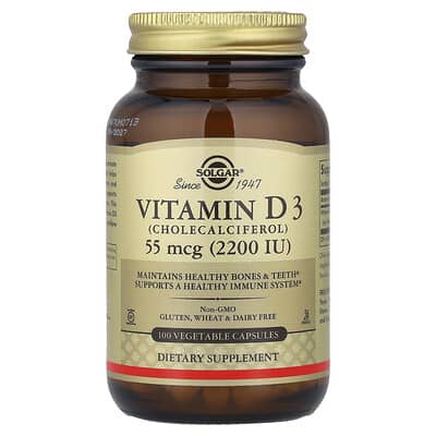 Vitamin D3 , 55 mcg (2,200 IU), 100 Vegetable Capsules