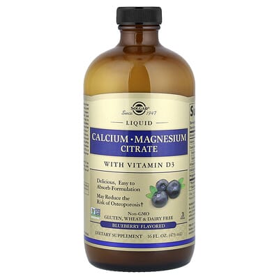 Liquid Calcium Magnesium Citrate with Vitamin D3, Blueberry, 16 fl oz (473 ml)