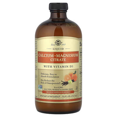 Liquid Calcium Magnesium Citrate with Vitamin D3, Orange-Vanilla, 16 fl oz (473 ml)