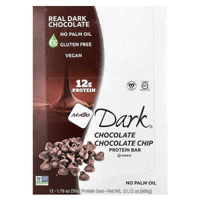 Протеиновые батончики Dark® Chocolate Chocolate Chip, 12 шт, 1.76 oz (50 g) каждый