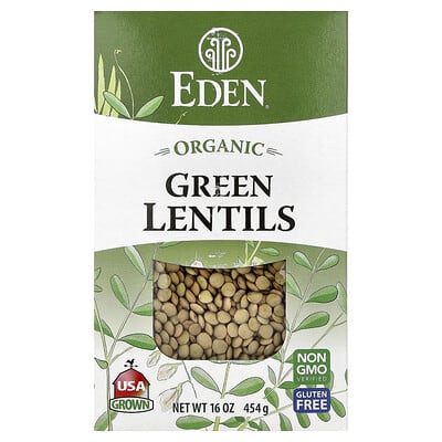 Organic Green Lentils, 16 oz (454 g)