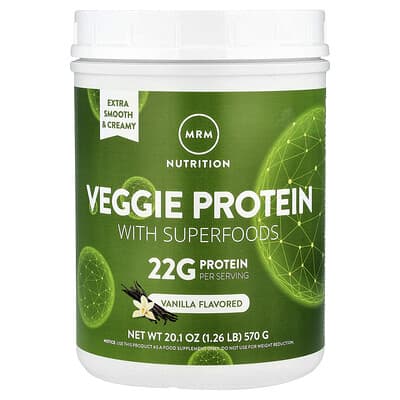 Veggie Protein with Superfoods, Vanilla, 1.26 lb (570 g)