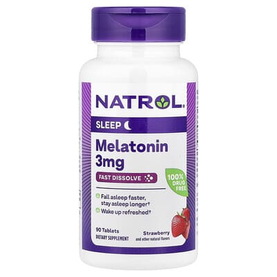 Мелатонин, быстрорастворимый, клубника, 3 mg, 90 таблеток
