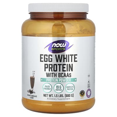 Sports, Egg White Protein With BCAAs, Creamy Chocolate, 1.5 lbs (680 g)