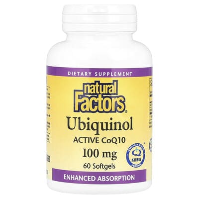 Убихинол, Active CoQ10, 100 mg, 60 Softgels
