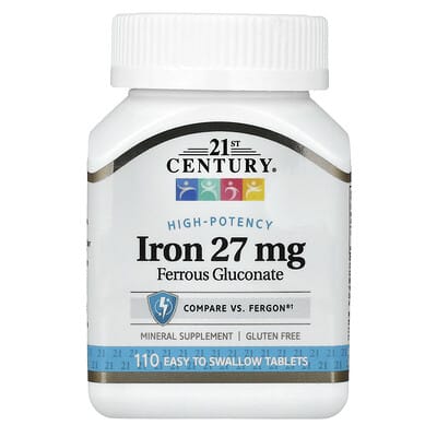 High-Potency Iron, 27 mg, 110 Easy to Swallow Tablets