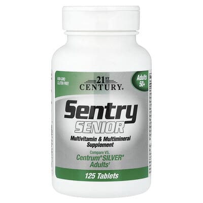 Sentry Senior, мультивитаминная и минеральная добавка для взрослых 50+, 125 таблеток