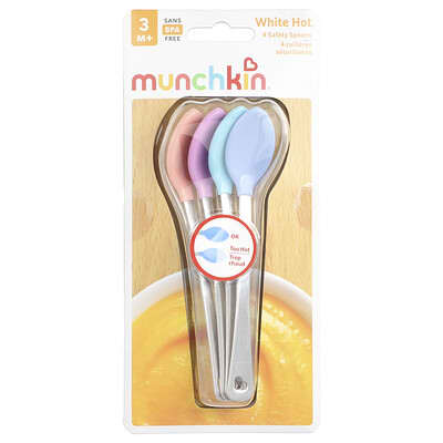 Munchkin White Hot® безопасная ложка со стальной ручкой, 4 шт., 3 месяца+