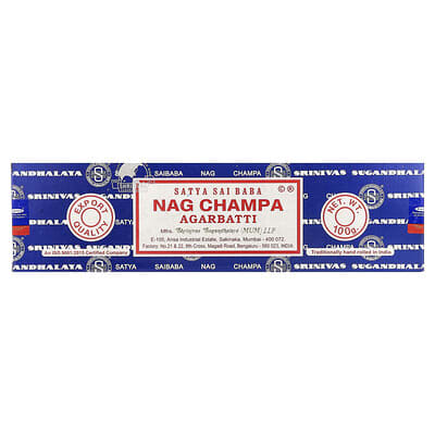 Satya, Nag Champa, благовонные палочки, 100 g