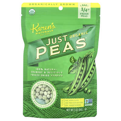 Karen's Naturals органический горошек Just Peas®, 3 oz (84 g)