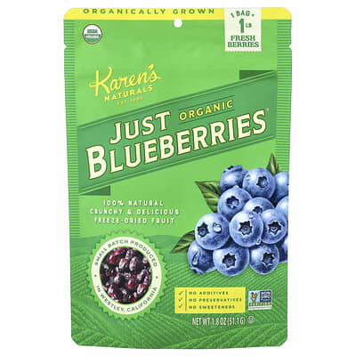Органическая голубика Organic Just Blueberries®, 1.8 oz (51.1 g)