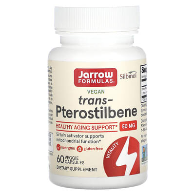 Веганский транс-птеростильбен Jarrow Formulas, 50 mg, 60 вегетарианских капсул