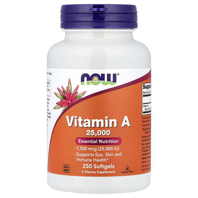 Vitamin A, 7,500 mcg (25,000 IU), 250 Softgels