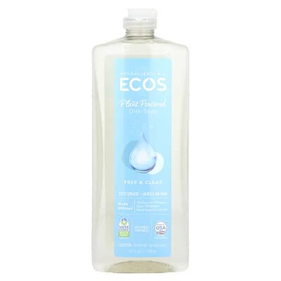Ecos® средство для мытья посуды, Free & Clear, 25 fl oz (739 ml)