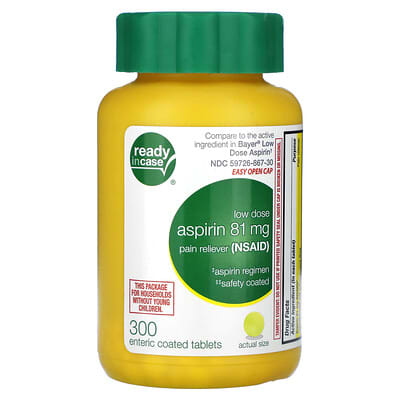Aspirin, 81 mg, 300 покрытых оболочкой таблеток