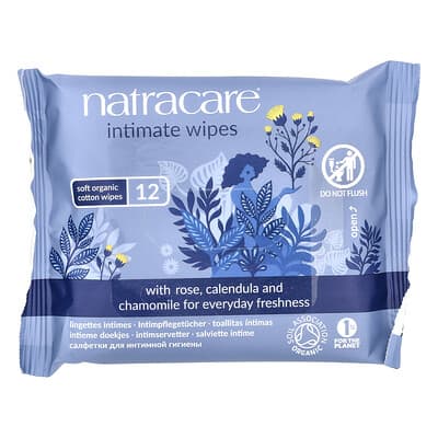 Soft Organic Cotton Intimate Wipes, 12 Wipes