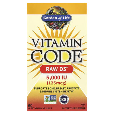 Vitamin Code®, RAW D3™, 125 mcg (5,000 IU), 60 Vegetarian Capsules
