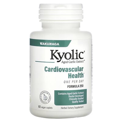 Kyolic Aged Garlic Extract™, для здоровья сердечно-сосудистой системы, Formula 250, 60 веганских таблеток (1,000 mg на капсулу)