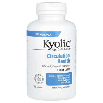 Экстракт выдержанного чеснока Kyolic Formula 106 для здоровья кровообращения, 200 капсул