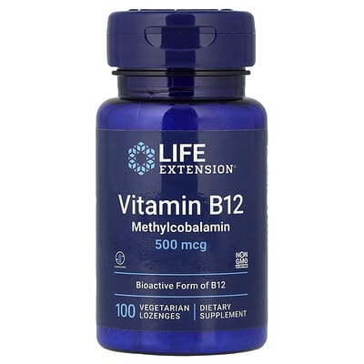 Витамин B12 Life Extension, Methylcobalamin, 500 mcg, 100 вегетарианских пастилок